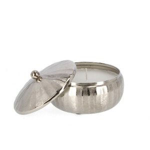 Lumanare in borcan aluminiu argintiu Ø18x7,5h