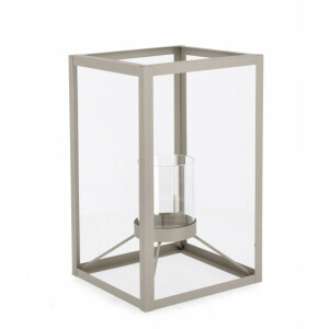 Felinar metal gri Janie 18.5x18.5x30.5 cm