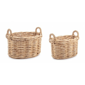 Set 2 cosuri depozitare ratan natur Malang 50x40x30 cm, 59x46x35 cm