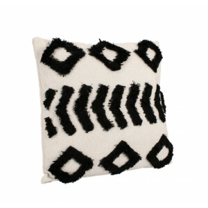 Set 5 perne decorative textil ivoire negru 45x45 cm