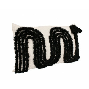 Set 5 perne decorative textil ivoire negru 35x60 cm