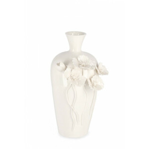 Vaza flori portelan alb Poppy 16.5x14x30 cm