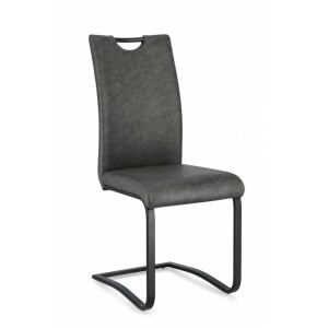 Set 4 scaune otel piele ecologica gri antracit Kenneth 42x56x102 cm