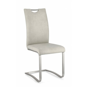 Set 4 scaune otel piele ecologica gri Kenneth 42x56x102 cm