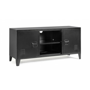 Comoda TV 2 usi otel negru Cambridge 40x120.5x58.5 cm