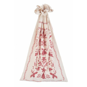 Sac cadouri Craciun textil ivoire rosu 60x100 cm