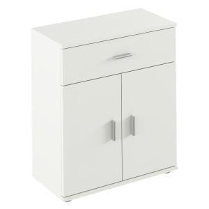 Comoda 2 usi 1 sertar din mdf alb Adeli 60x30x69 cm