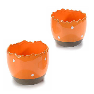 Set 2 oua decorative din ceramica portocalie 12x11 cm