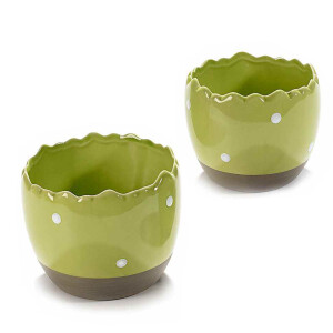 Set 2 oua decorative din ceramica verde 12x11 cm