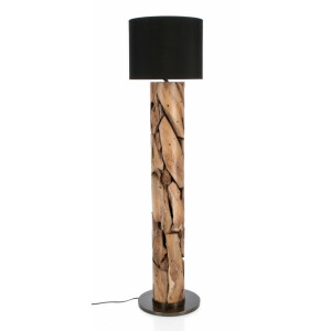 Lampadar lemn natur abajur negru 38x145 cm