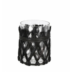Set 6 vaze sticla rattan negru 10x14 cm