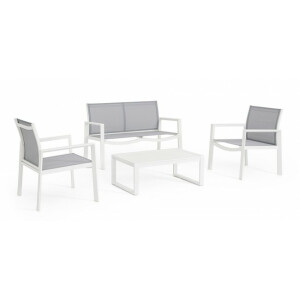 Set mobilier gradina alb gri Kallen 126x67.5x82 cm