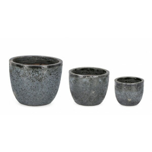 Set 3 ghivece flori teracota gri antracit Duyen 39x31 cm, 30x24 cm, 21x18 cm