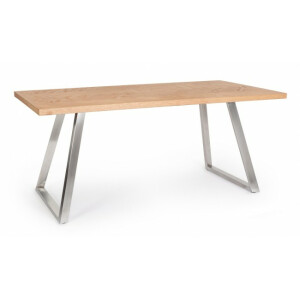 Masa mdf natur otel argintiu Dukat 180x90x76 cm