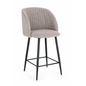 Set 2 scaune bar otel negru textil gri Queen 53x59x97 cm