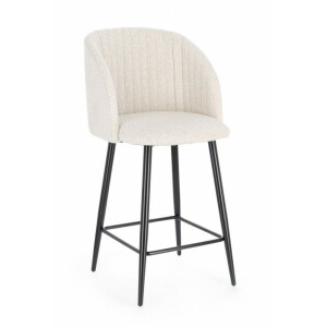 Set 2 scaune bar otel negru textil ivoire Queen 53x59x97 cm