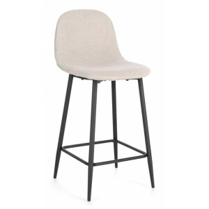 Set 2 scaune bar otel negru textil bej Irelia 46x39x92 cm