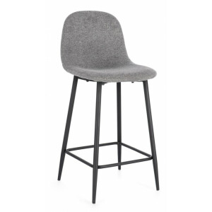 Set 2 scaune bar otel negru textil gri Irelia 46x39x92 cm