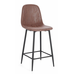 Set 2 scaune bar otel negru piele ecologica cognac Irelia 46x39x92 cm