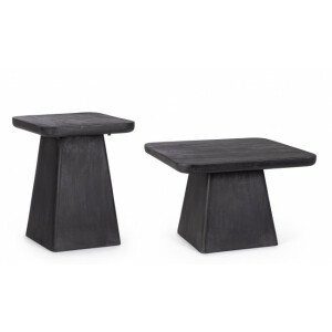 Set 2 masute lemn mango negru Fuji 60x60x40 cm, 40x40x50 cm