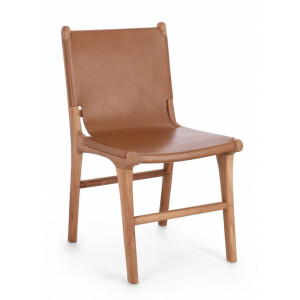 Set 2 scaune lemn maro piele naturala cognac Eugenie 46x59x85 cm