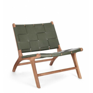Fotoliu lemn maro piele verde Joanna 65x79x69 cm