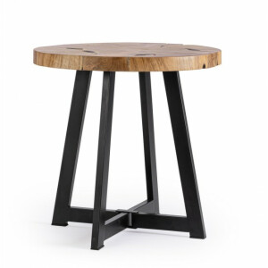 Masuta lemn natur otel negru Elwood 50x50 cm