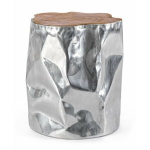 Masuta aluminiu argintiu lemn maro Hammer 35x35x45 cm