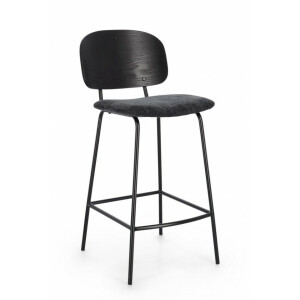 Set 2 scaune bar negru gri Sienna 43.5x52.5x93.5 cm