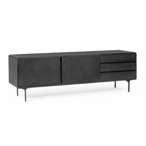 Comoda TV 2 usi 3 sertare mdf negru Widald 160x40x50 cm