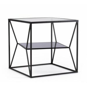 Masuta otel negru sticla Hydra 45x45x45 cm