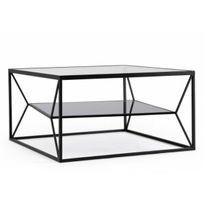 Masuta otel negru sticla Hydra 70x70x38 cm