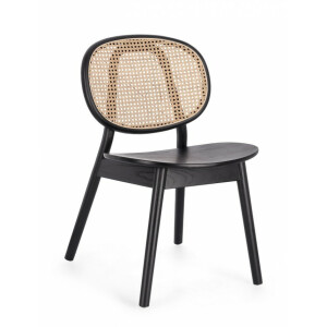 Scaun lemn negru rattan natur Adolis 49x42x81 cm