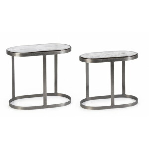 Set 2 masute otel argintiu sticla Zayla 45x25x40 cm, 50x34x50 cm