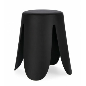 Taburet piele ecologica neagra Imogen 37x47 cm
