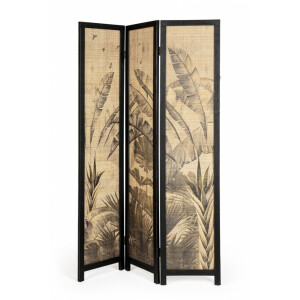Paravan decorativ lemn bambus negru maro Nariko 120x2x180 cm