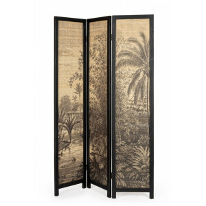 Paravan decorativ lemn bambus negru maro Fajiko 120x2x180 cm