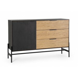 Comoda 1 usa 3 sertare lemn negru natur Allycia 124x40x81.5 cm