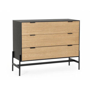 Comoda 3 sertare lemn negru natur Allycia 104x40x81.5 cm
