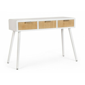 Consola 3 sertare lemn alb natur Charley 110x40x78 cm