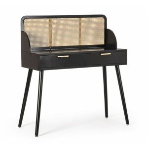 Consola 2 sertare mdf negru ratan natur Josine 100x40x78 cm
