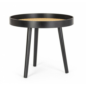 Masuta mdf negru ratan natur Josine 50x50x45 cm