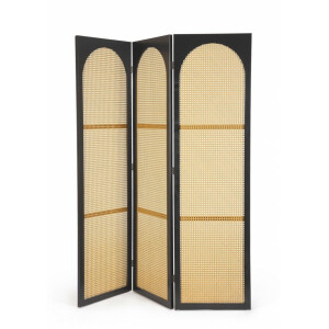 Paravan lemn negru ratan natur Josine 150x2x180 cm