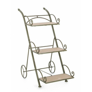 Suport flori otel verde mdf natur Guenda 54x34x78 cm
