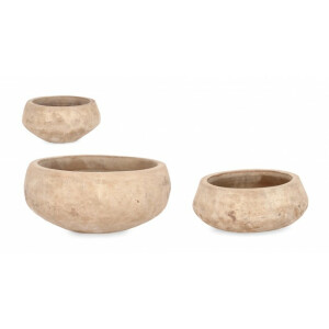 Set 3 ghivece flori teracota natur Minh 22x12 cm, 32x16 cm, 40x19 cm