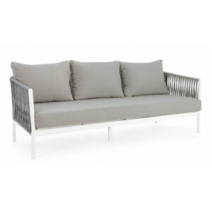 Canapea aluminiu alb textil gri Florencia 220x85x86 cm
