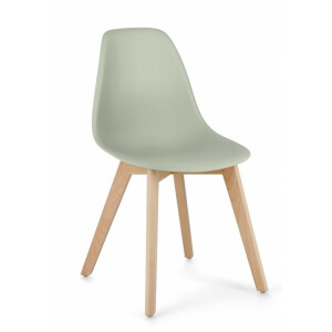 Set 4 scaune lemn natur plastic verde System 51.5x46.5x86 cm