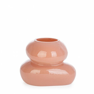 Vaza flori sticla roz somon Sven 15x11.5 cm