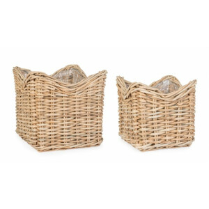 Set 2 cosuri ratan natur Haris 50x50x50 cm, 64x64x64 cm