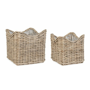 Set 2 cosuri depozitare ratan gri Haris 50x50x50 cm, 64x64x64 cm